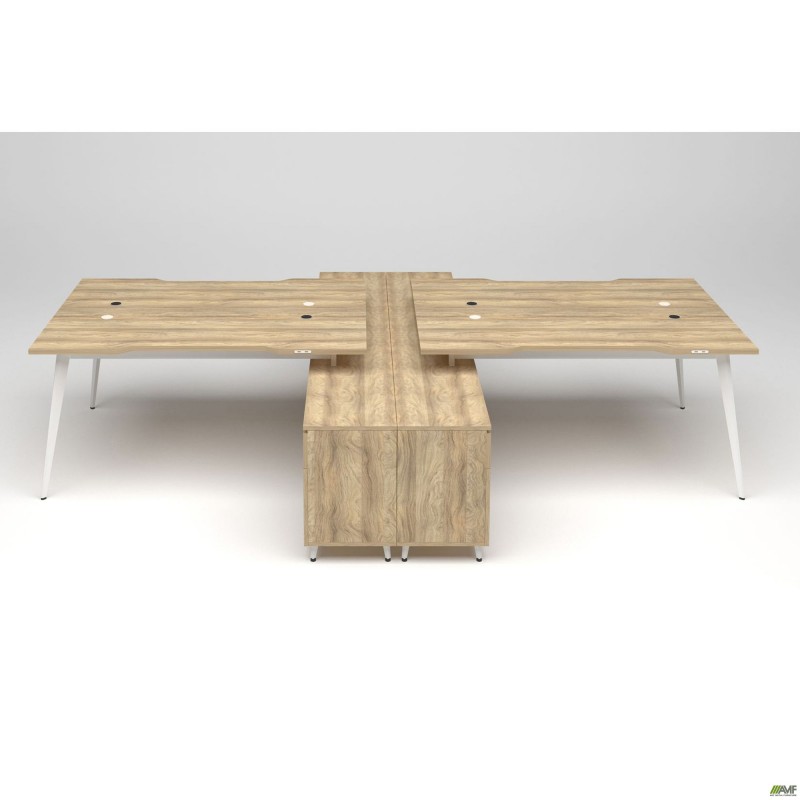 Робоча станція + USB Delta DL-109 (3580х2400х750мм) Блеквуд Ячмінний / Каркас білий / Опора білий беж AMF