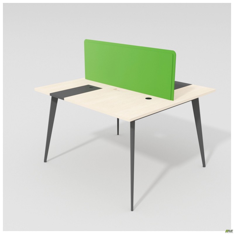Робоча станція на 2 людини з пеналами (1200х1150х750) Фанера / Пенал чорн. / Каркас чорн/Перегородка зелен AMF