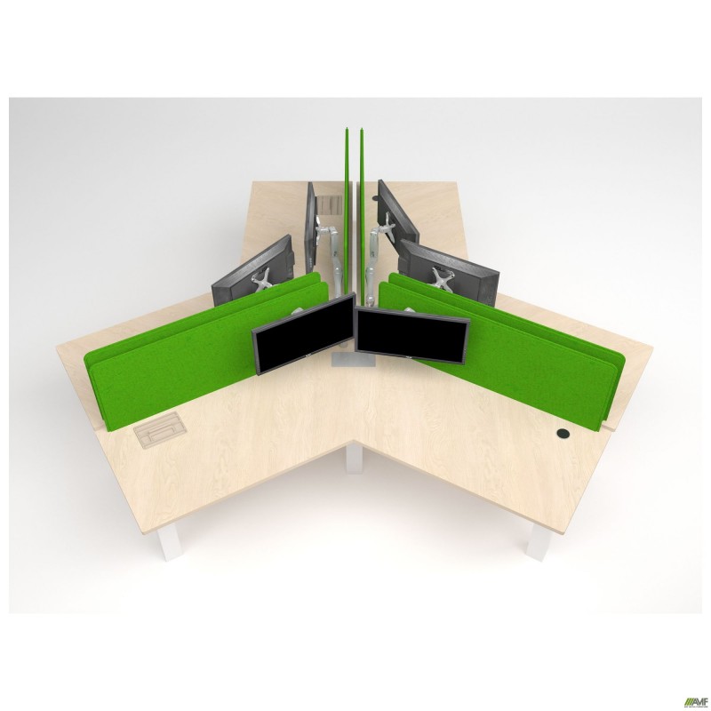 Робоча станція регульована по висоті на 3 людини Фанера / Каркас білий AMF