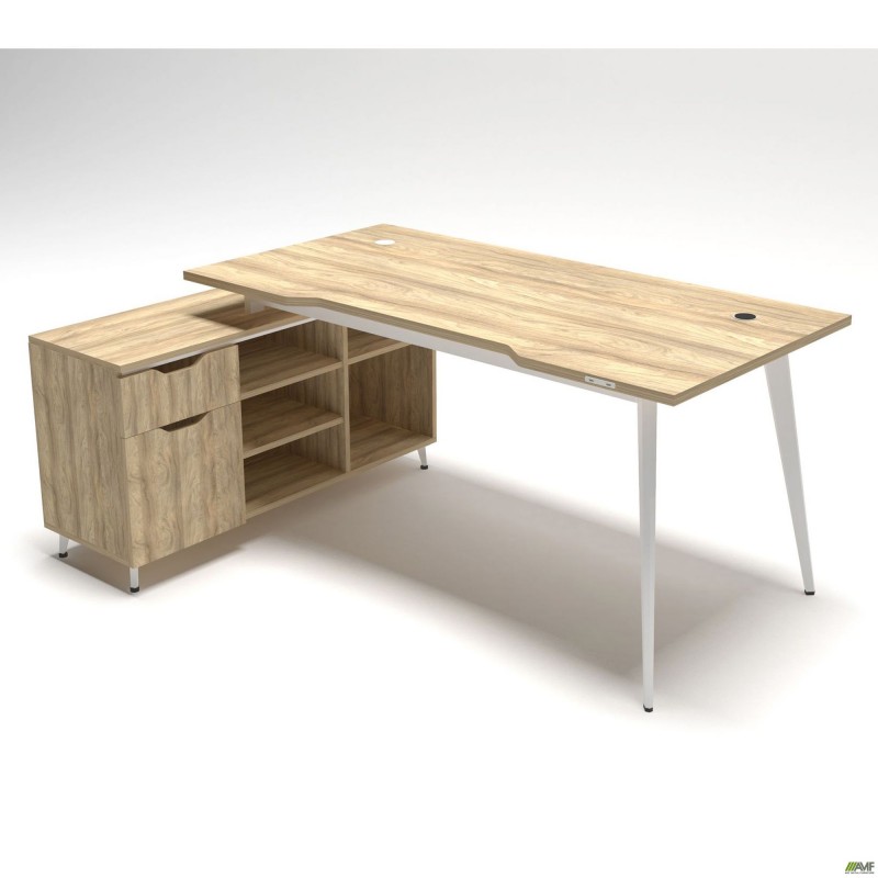 Робоче місце Delta DL-100L (1790х1200х750мм) Блеквуд Ячмінний / Каркас білий / Опора білий беж AMF