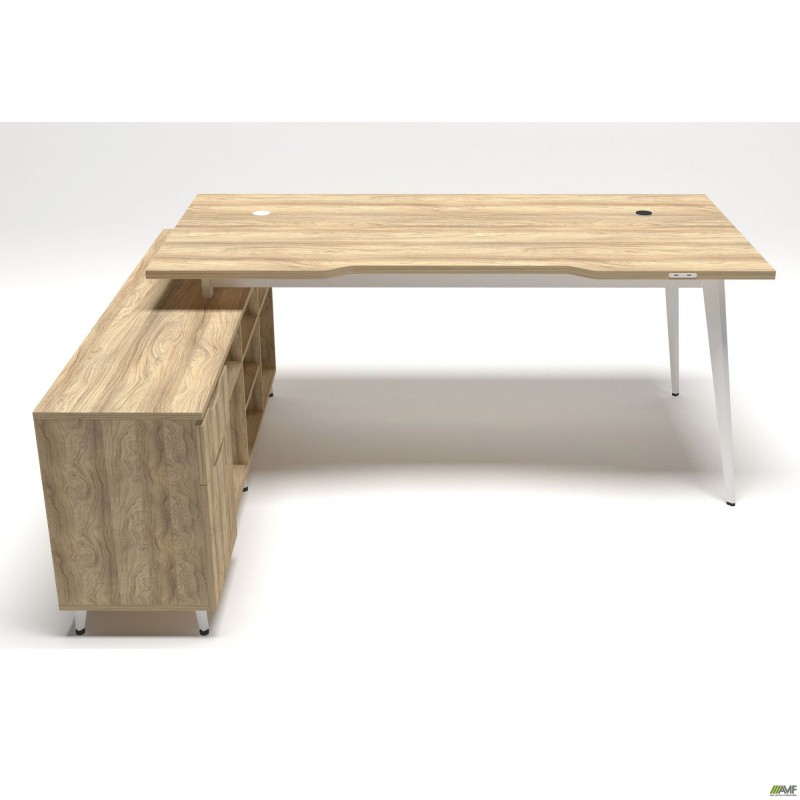 Робоче місце Delta DL-101L (1990х1600х750мм) Блеквуд Ячмінний / Каркас білий / Опора білий беж AMF