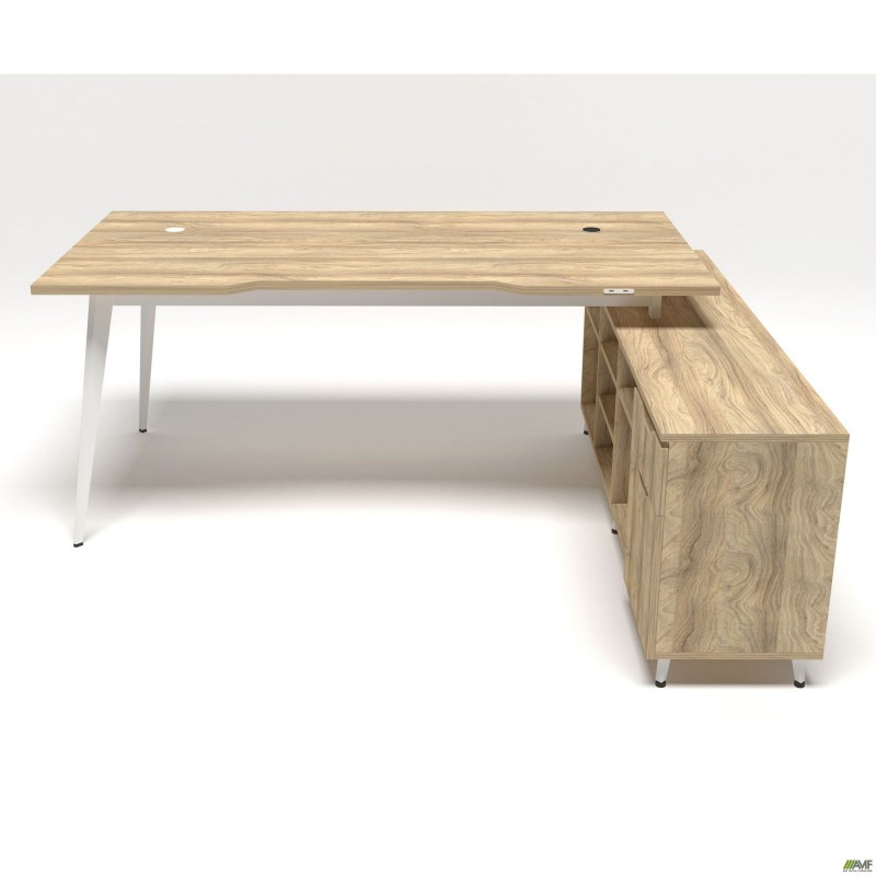 Робоче місце Delta DL-101R (1990х1600х750мм) Блеквуд Ячмінний / Каркас білий / Опора білий беж AMF