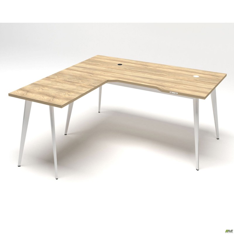 Робоче місце Delta DL-102 (1590х1600х750мм) Блеквуд Ячмінний / Каркас білий AMF