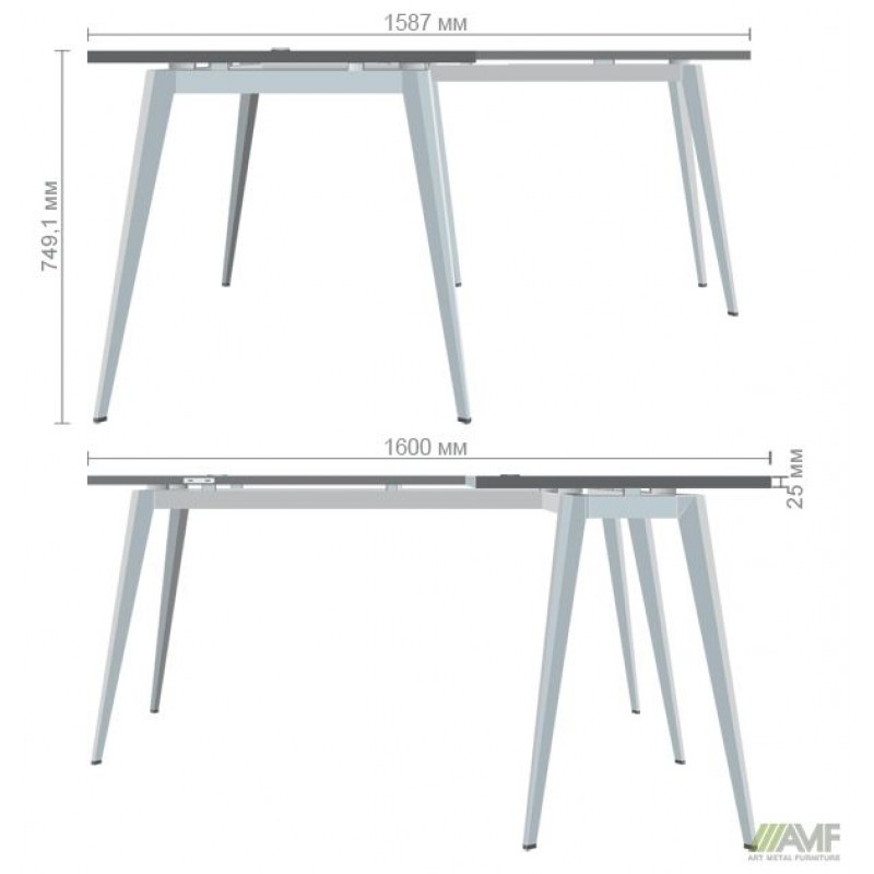 Робоче місце Delta DL-102 (1590х1600х750мм) Блеквуд Ячмінний / Каркас білий AMF