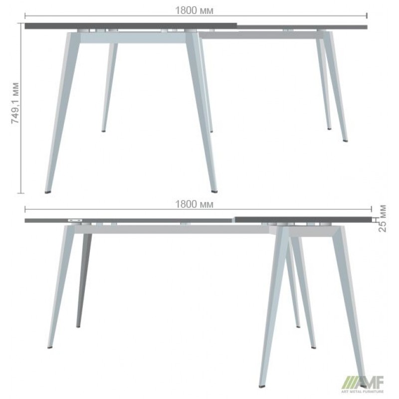 Робоче місце Delta DL-103 (1790х1800х750мм) Блеквуд Ячмінний / Каркас білий AMF