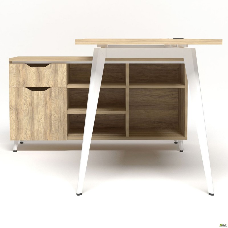 Робоче місце Delta DL-113L (1590х1200х750мм) Блеквуд Ячмінний / Каркас білий / Опора білий беж AMF