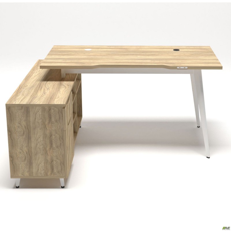 Робоче місце Delta DL-113L (1590х1200х750мм) Блеквуд Ячмінний / Каркас білий / Опора білий беж AMF