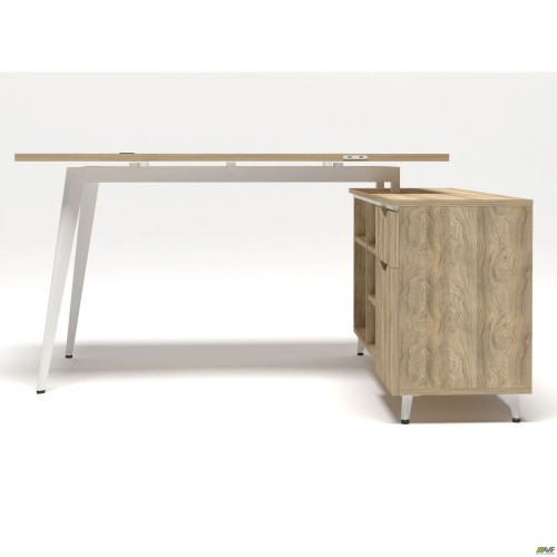 Робоче місце Delta DL-113R (1590х1200х750мм) Блеквуд Ячмінний / Каркас білий / Опора білий беж AMF