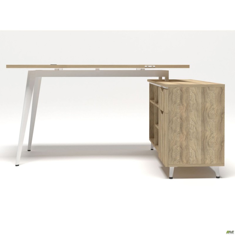 Робоче місце Delta DL-113R (1590х1200х750мм) Блеквуд Ячмінний / Каркас білий / Опора білий беж AMF