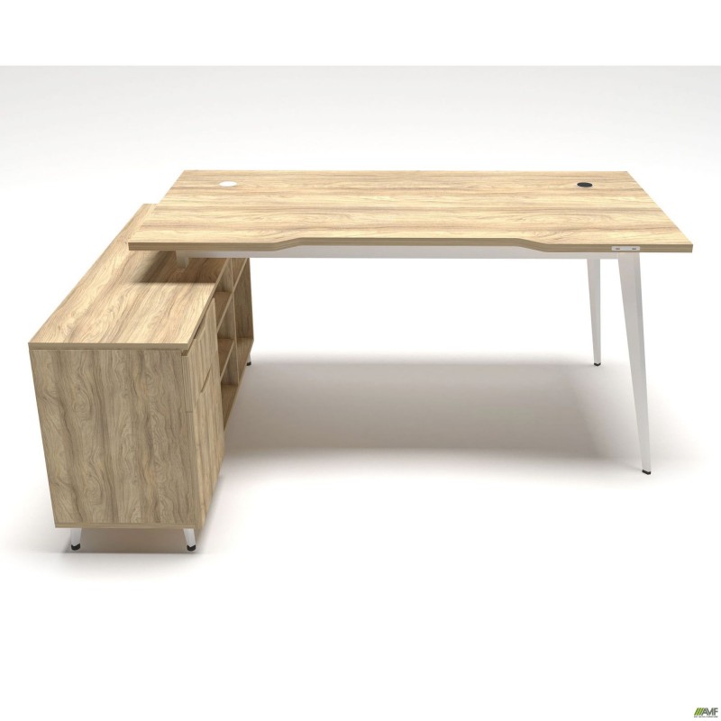 Робоче місце + USB Delta DL-100L (1790х1200х750мм) Блеквуд Ячмінний / Каркас білий / Опора білий беж AMF