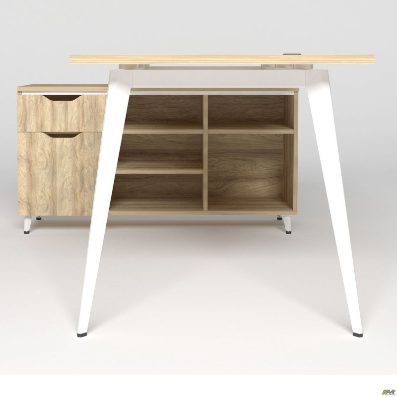 Робоче місце + USB Delta DL-100L (1790х1200х750мм) Блеквуд Ячмінний / Каркас білий / Опора білий беж AMF