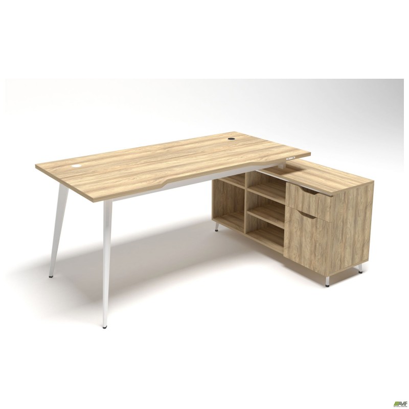 Робоче місце + USB Delta DL-100R (1790х1200х750мм) Блеквуд Ячмінний / Каркас білий / Опора білий беж AMF