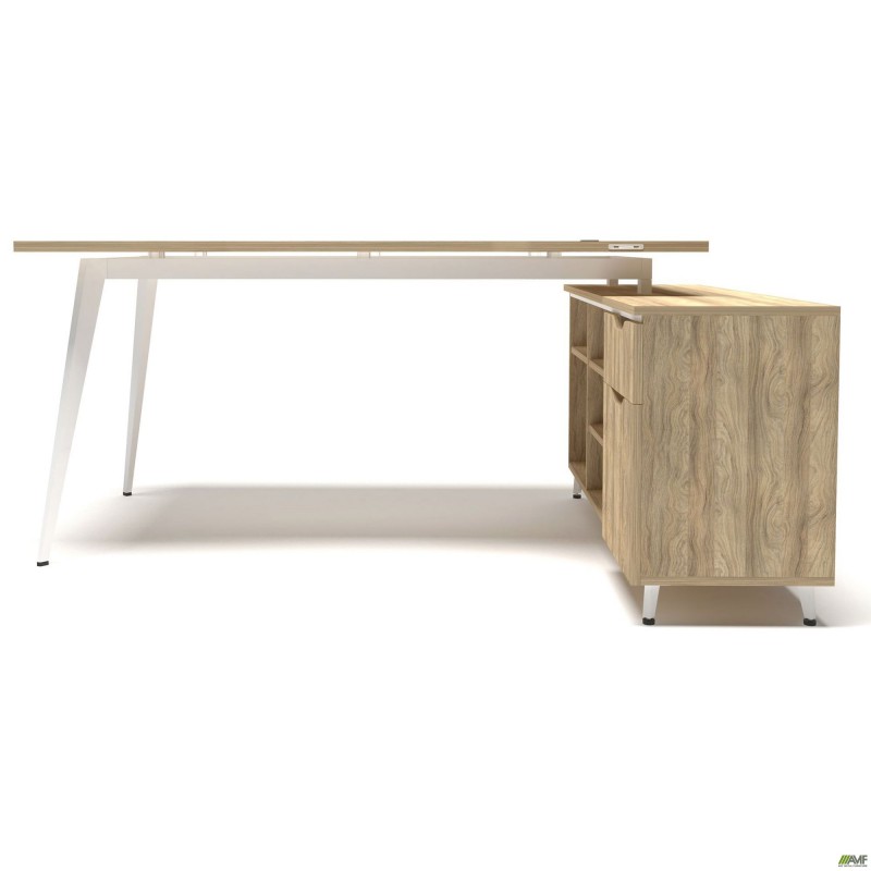 Робоче місце + USB Delta DL-100R (1790х1200х750мм) Блеквуд Ячмінний / Каркас білий / Опора білий беж AMF