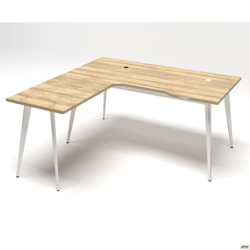 Робоче місце + USB Delta DL-102 (1590х1600х750мм) Блеквуд Ячмінний / Каркас білий AMF