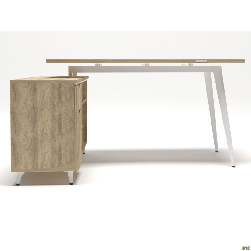 Робоче місце + USB Delta DL-113L (1590х1200х750мм) Блеквуд Ячмінний / Каркас білий / Опора білий беж AMF