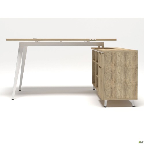 Робоче місце + USB Delta DL-113R (1590х1200х750мм) Блеквуд Ячмінний / Каркас білий / Опора білий беж AMF