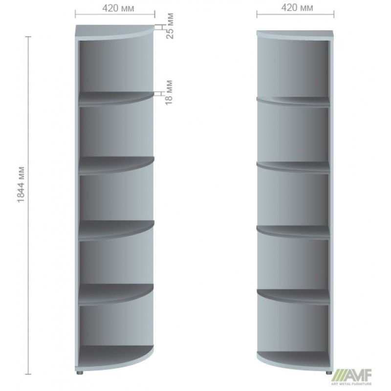 Секція меблева МГ-621 (420х420х1844мм) горіх темний AMF