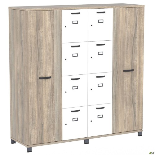 Шафа Locker SIG-605-1 (1850х550х1900мм) Чорний графіт/В'яз Ліберті Димчастий/Білий AMF