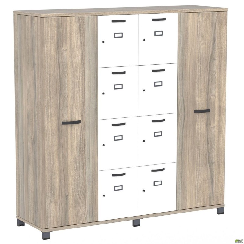 Шафа Locker SIG-605-1 (1850х550х1900мм) Чорний графіт/В'яз Ліберті Димчастий/Білий AMF