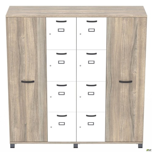 Шафа Locker SIG-605-1 (1850х550х1900мм) Чорний графіт/В'яз Ліберті Димчастий/Білий AMF