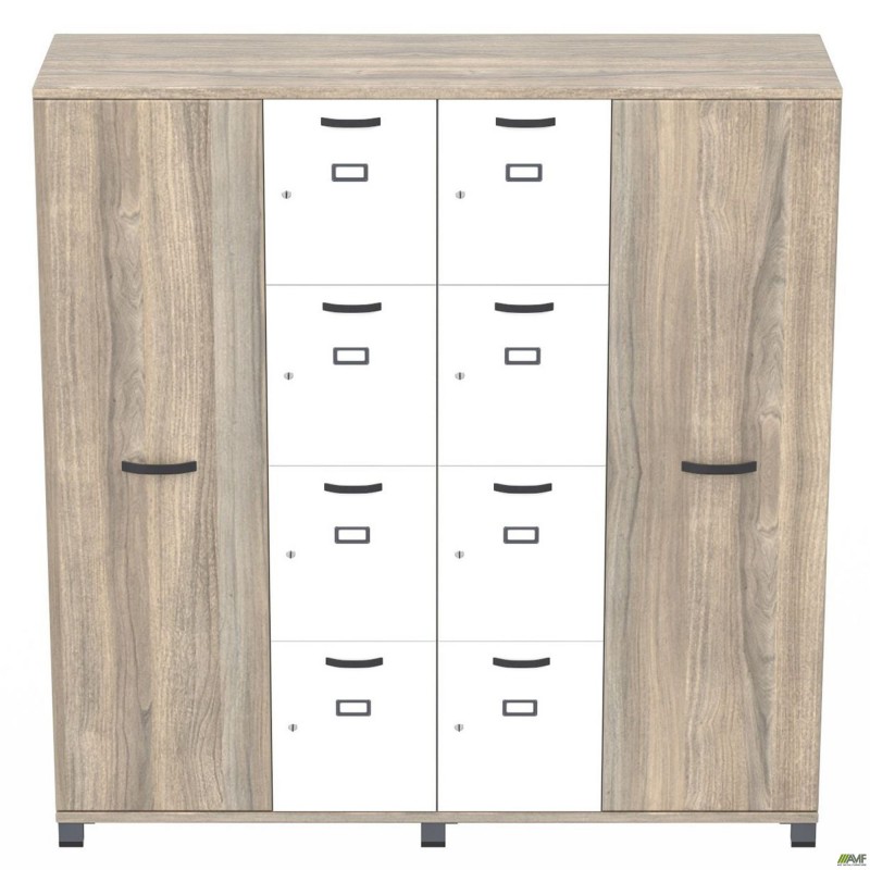 Шафа Locker SIG-605-1 (1850х550х1900мм) Чорний графіт/В'яз Ліберті Димчастий/Білий AMF