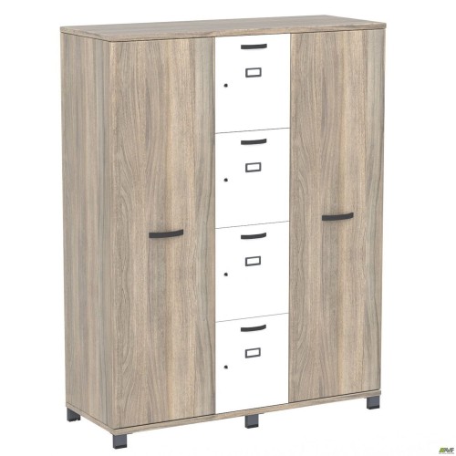 Шафа Locker SIG-605 (1450х550х1900мм) Чорний графіт/В'яз Ліберті Димчастий/Білий AMF