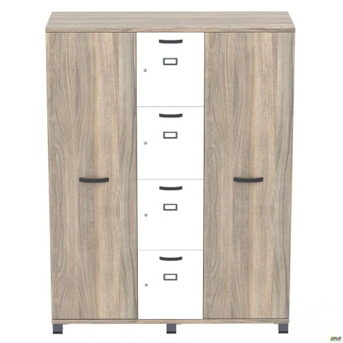 Шафа Locker SIG-605 (1450х550х1900мм) Чорний графіт/В'яз Ліберті Димчастий/Білий AMF