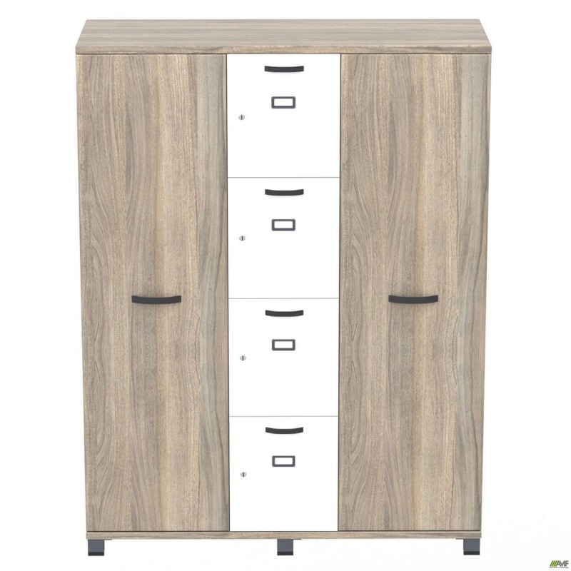 Шафа Locker SIG-605 (1450х550х1900мм) Чорний графіт/В'яз Ліберті Димчастий/Білий AMF