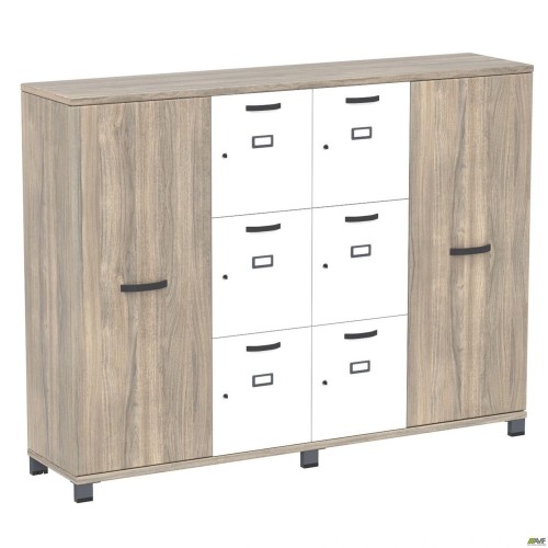 Шафа Locker SIG-606-1 (1850х420х1400мм) Чорний графіт/В'яз Ліберті Димчастий/Білий AMF