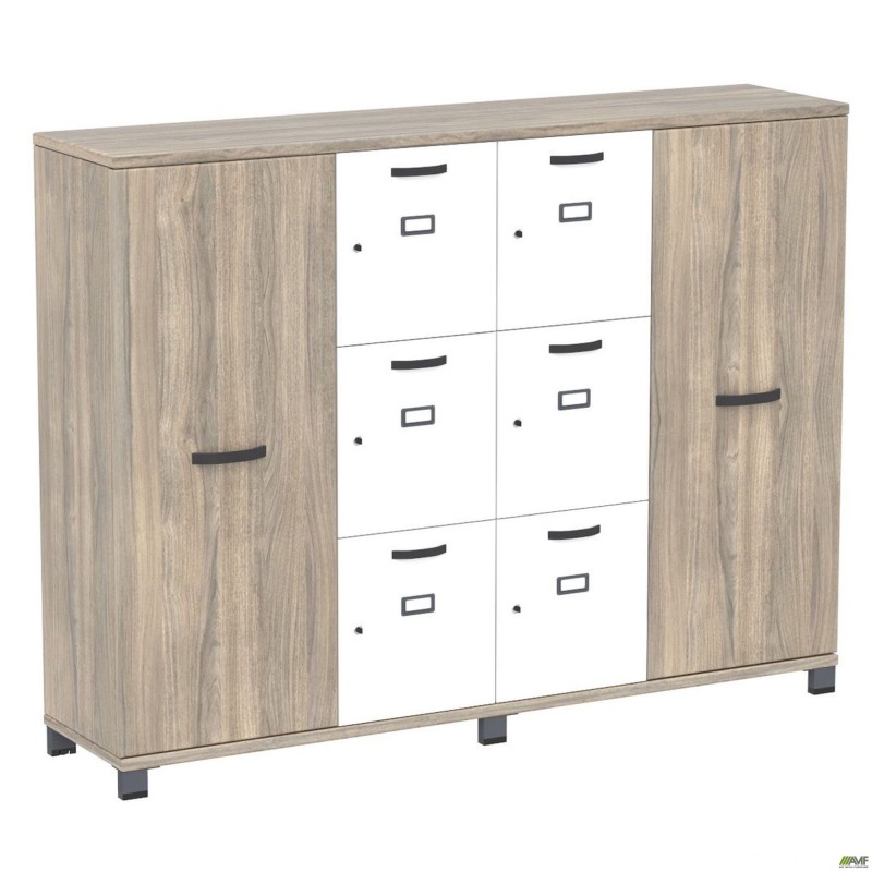 Шафа Locker SIG-606-1 (1850х420х1400мм) Чорний графіт/В'яз Ліберті Димчастий/Білий AMF
