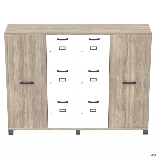 Шафа Locker SIG-606-1 (1850х420х1400мм) Чорний графіт/В'яз Ліберті Димчастий/Білий AMF