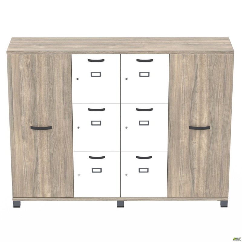 Шафа Locker SIG-606-1 (1850х420х1400мм) Чорний графіт/В'яз Ліберті Димчастий/Білий AMF