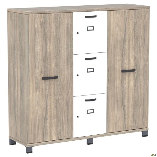 Шафа Locker SIG-606 (1450х420х1400мм) Чорний графіт/В'яз Ліберті Димчастий/Білий AMF