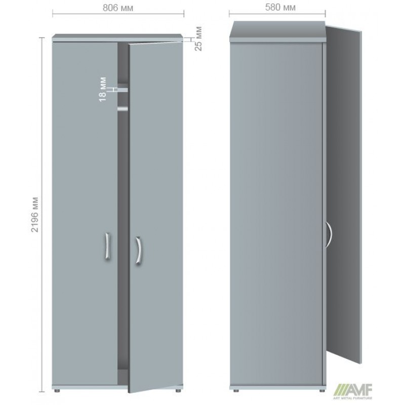 Шафа для одягу МГ-912 (806х580х2196мм) горіх темний AMF
