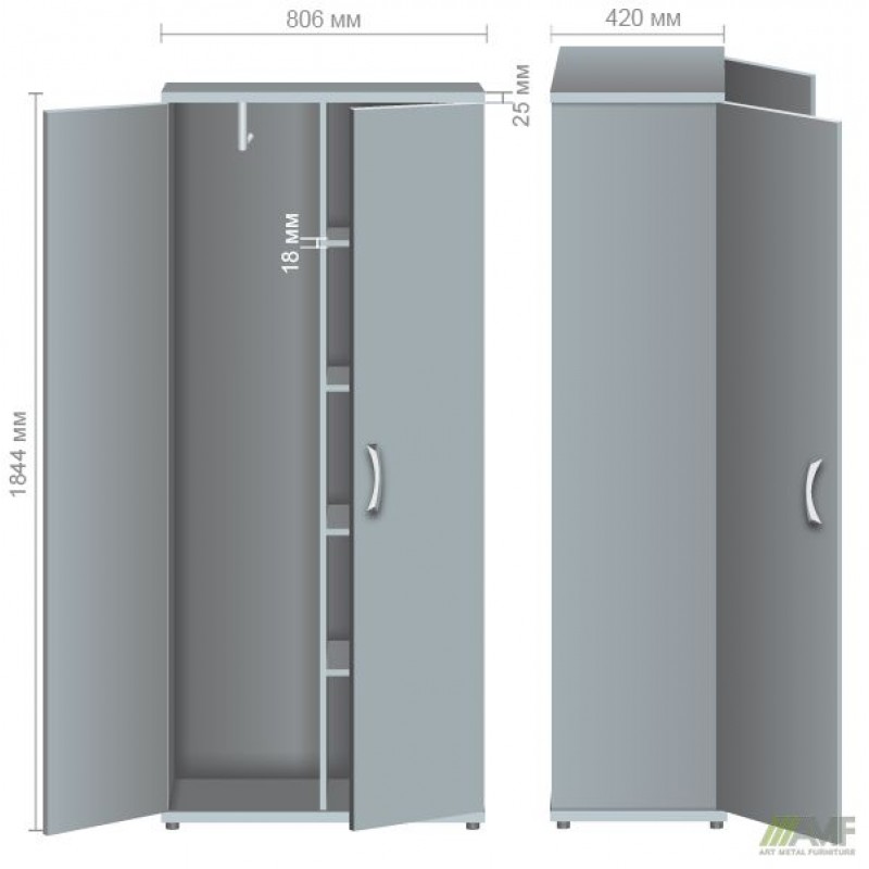 Шафа для одягу МГ-931 (806х420х1844мм) горіх темний AMF