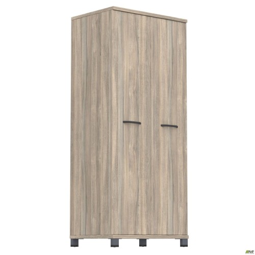 Шафа гардероб SIG-902 (800х550х1900мм) Опори, ручки Чорний графіт/В'яз Ліберті Димчастий AMF