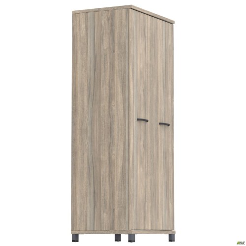 Шафа гардероб SIG-902 (800х550х1900мм) Опори, ручки Чорний графіт/В'яз Ліберті Димчастий AMF