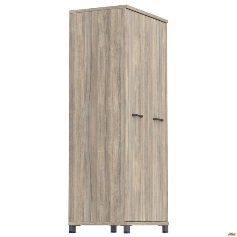 Шафа гардероб SIG-902 (800х550х1900мм) Опори, ручки Чорний графіт/В'яз Ліберті Димчастий AMF