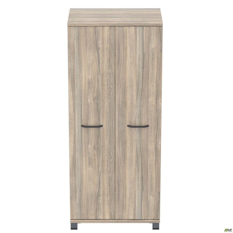 Шафа гардероб SIG-902 (800х550х1900мм) Опори, ручки Чорний графіт/В'яз Ліберті Димчастий AMF