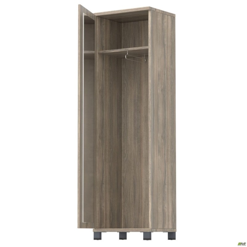 Шафа гардероб з дзеркалом SIG-901-1 (550х420х1900мм) Опора, ручкаЧорний графіт/В'яз Ліберті Димчастий AMF