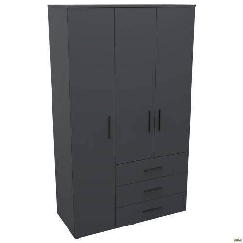 Шафа гардеробна City 3-х дверна 3 шухляди ліва (1120х500х1930Н) Антрацит AMF