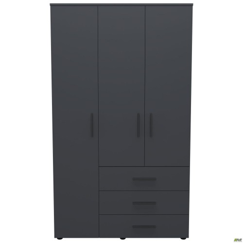 Шафа гардеробна City 3-х дверна 3 шухляди ліва (1120х500х1930Н) Антрацит AMF