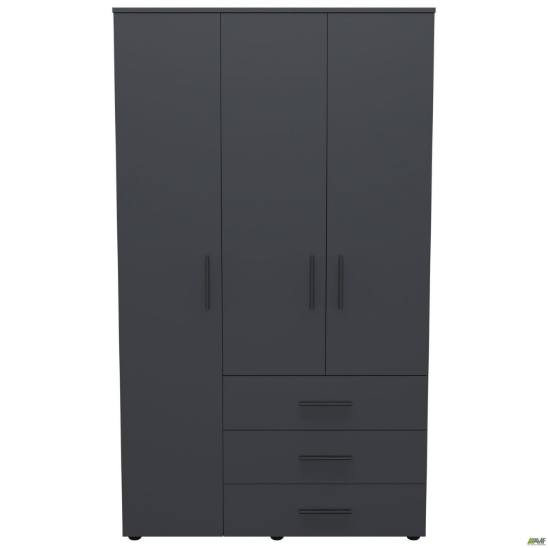 Шафа гардеробна City 3-х дверна 3 шухляди ліва (1120х500х1930Н) Антрацит AMF