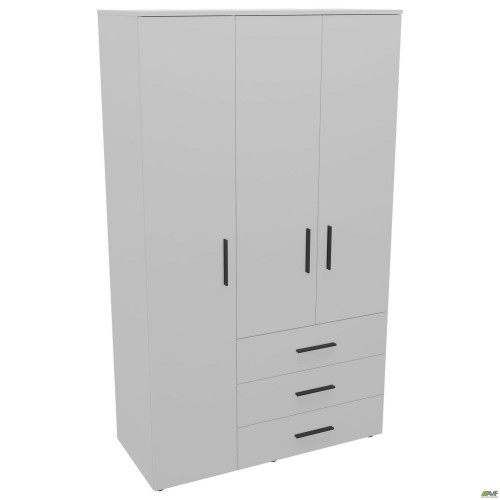 Шафа гардеробна City 3-х дверна 3 шухляди ліва (1120х500х1930Н) Білий AMF