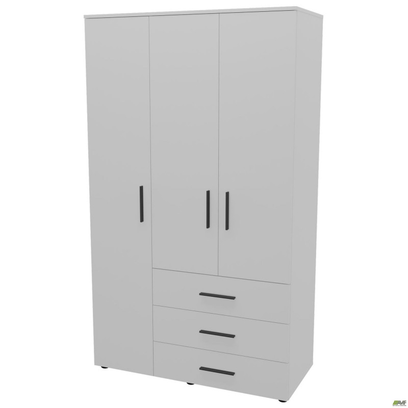 Шафа гардеробна City 3-х дверна 3 шухляди ліва (1120х500х1930Н) Білий AMF