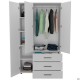 Шафа гардеробна City 3-х дверна 3 шухляди ліва (1120х500х1930Н) Білий AMF