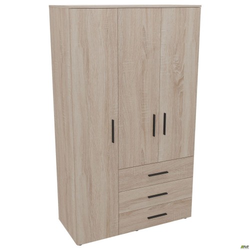 Шафа гардеробна City 3-х дверна 3 шухляди ліва (1120х500х1930Н) Дуб Сонома AMF