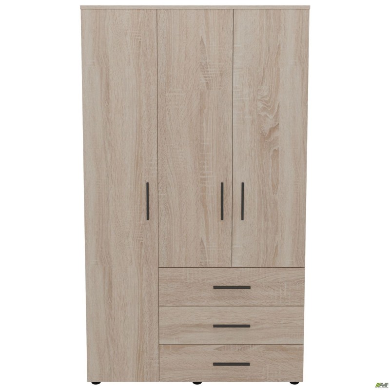Шафа гардеробна City 3-х дверна 3 шухляди ліва (1120х500х1930Н) Дуб Сонома AMF