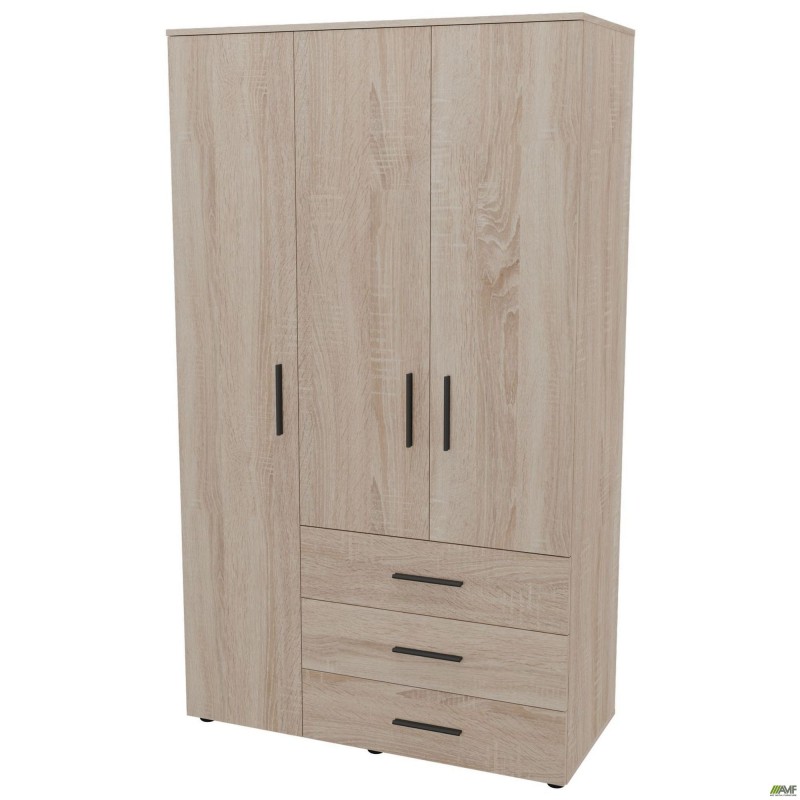 Шафа гардеробна City 3-х дверна 3 шухляди ліва (1120х500х1930Н) Дуб Сонома AMF