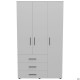 Шафа гардеробна City 3-х дверна 3 шухляди права (1120х500х1930Н) Білий AMF